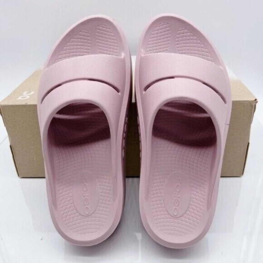 OOFOS OOmega OOahh Flip Flop Platform Waterproof Stardust Pink Women US 10 EU 41 - Picture 9 of 11